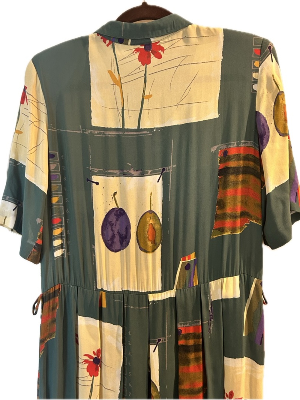 Vintage Mandy Marsh Green Chiffon Abstract Print Belted Maxi Dress - Picture 11 of 13